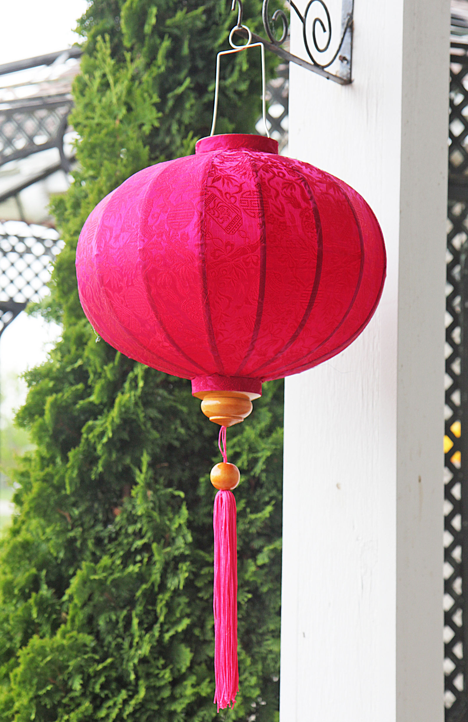 Hot Pink Silk Lantern - Round