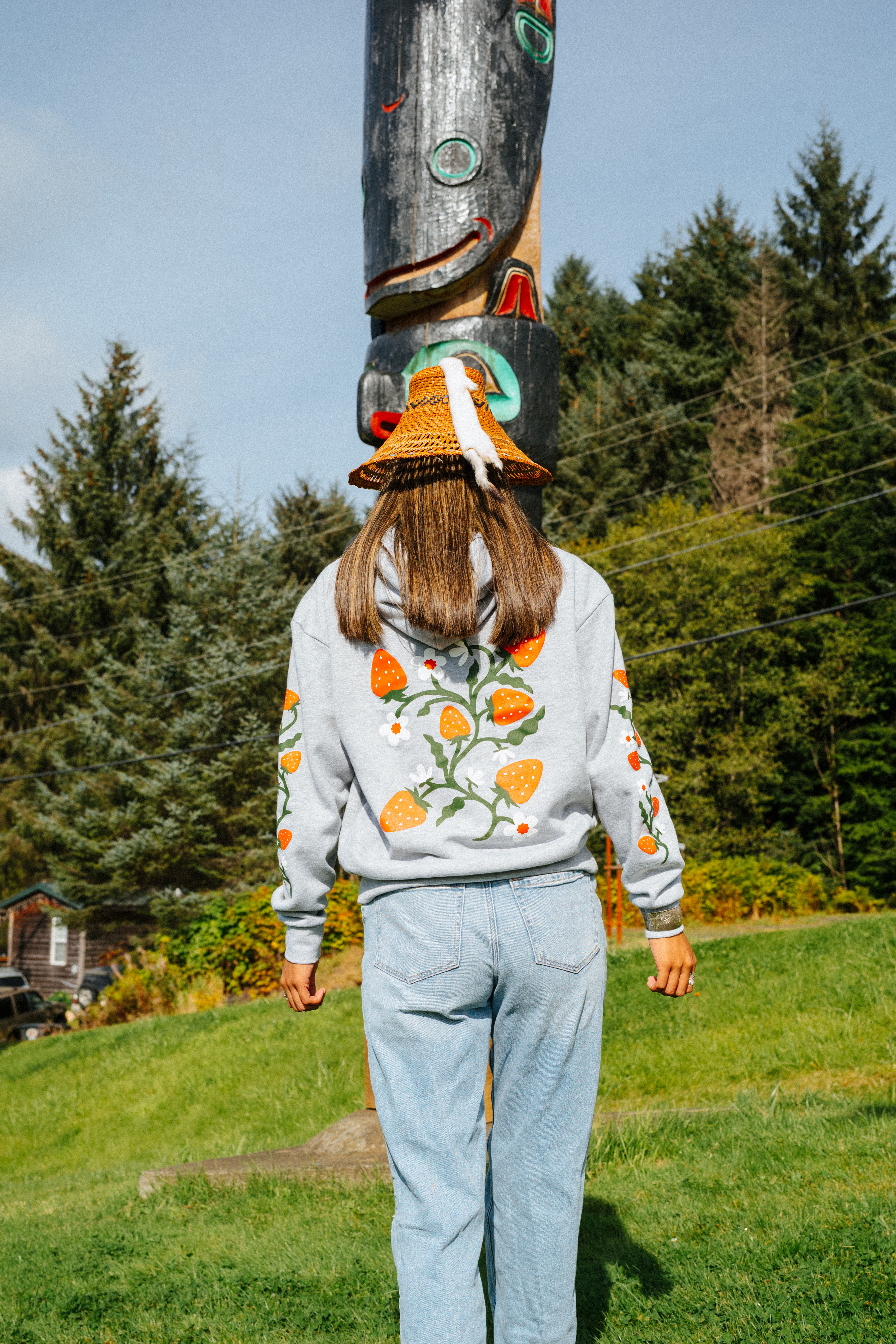 Heather Grey Strawberry Hoodie