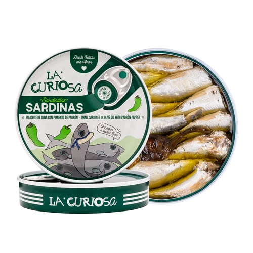 La Curiosa Small Sardines in Padron Pepper | The Canned Company