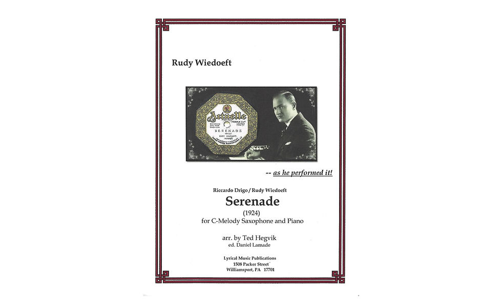 Serenade, by Riccardo Drigo / Rudy Wiedoeft for C-Melody Saxophone and Piano