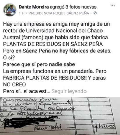 CONCEJAL DENUNCIA A PANADERÍA QUE FACTURA COMO PLANTA DE RESIDUOS