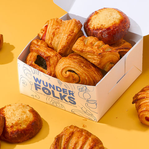 handcrafted croissant with a mix of original croissant, pain au chocolat , ham and cheese croissant and more.