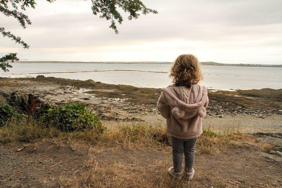 Toddler looking out at the sea at Penrhos Coastal Park, Holyhead