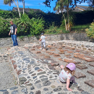 Children Exploring Prestatyn's Roman Bath House