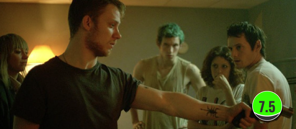 Left to Right; Imogen Poots, Joe Cole, Callum Turner, Alia Shawkat and Anton Yelchin in Green Room