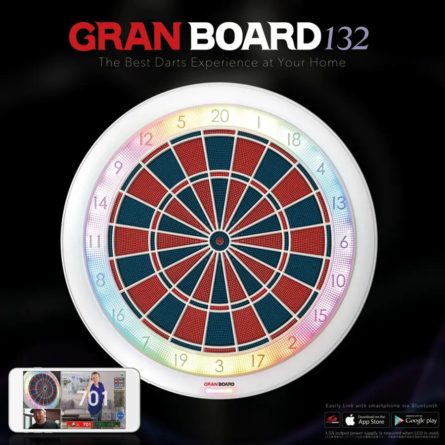 Thumbnail: Gran Darts Gran Board 132 Trainer Electronic Dartboard - White