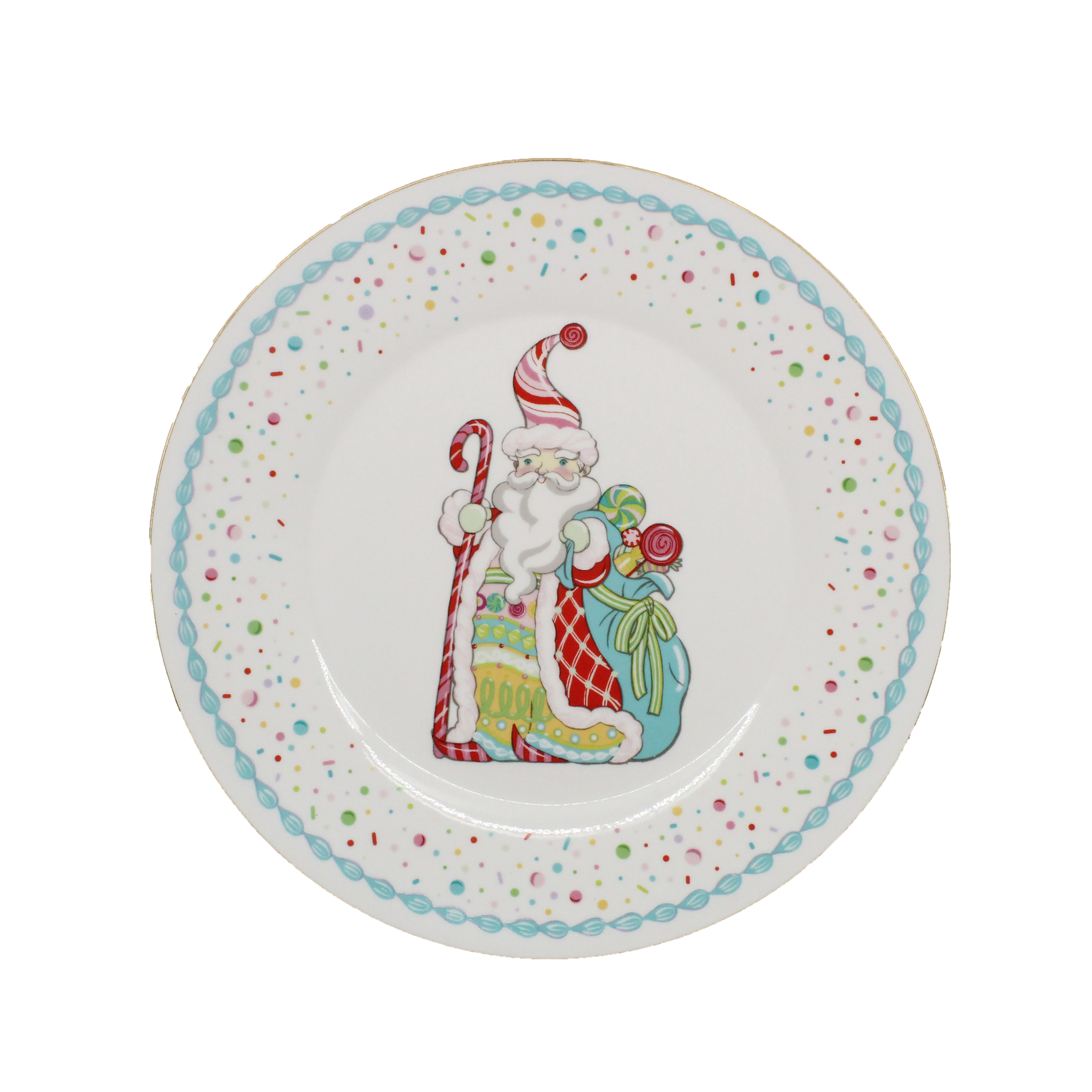 Set of 4 Sweet Shoppe Candy Santa Dinner Plate