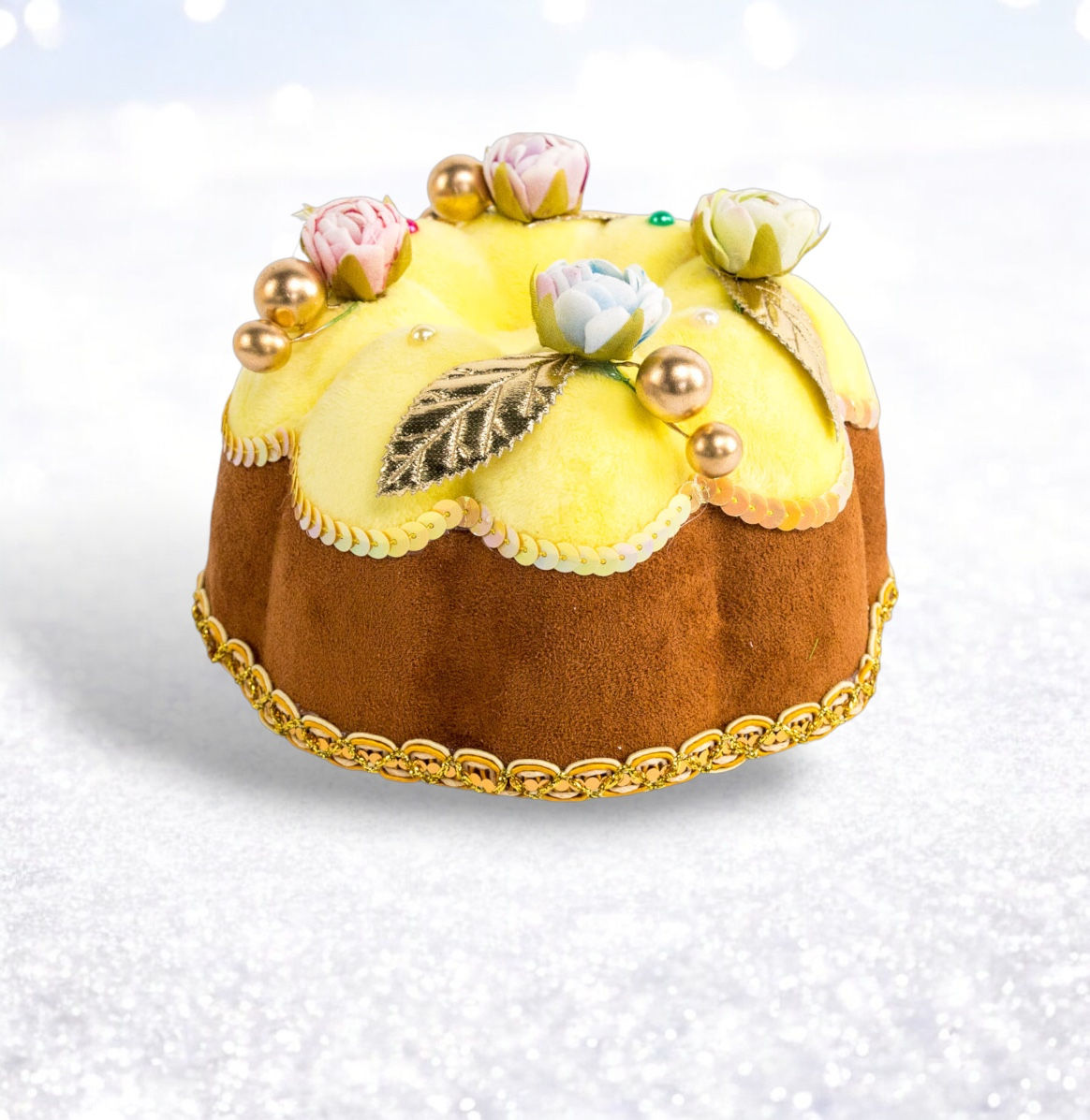 Set of 2 - Yellow Iced Bundt Cake Ornament