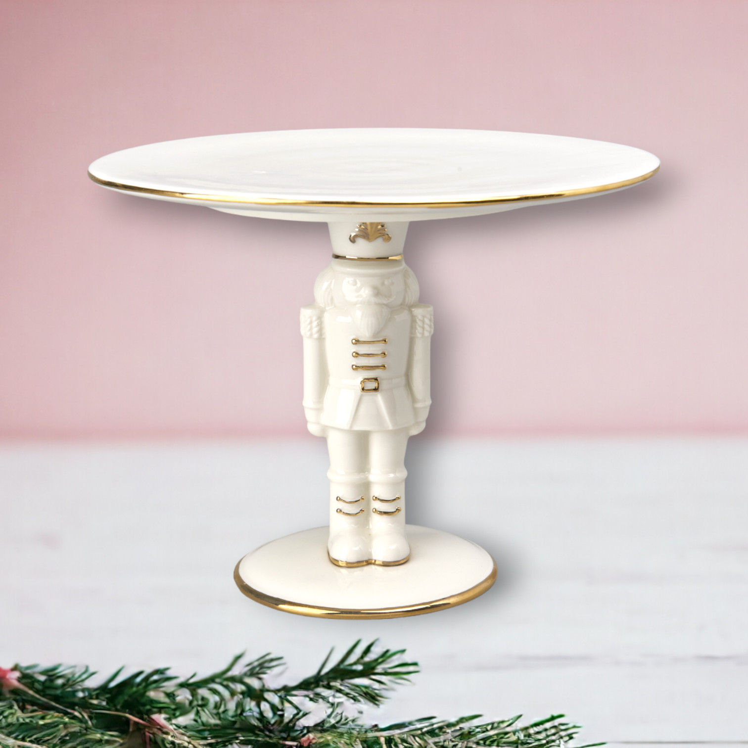 White / Gold Nutcracker Serving Plate