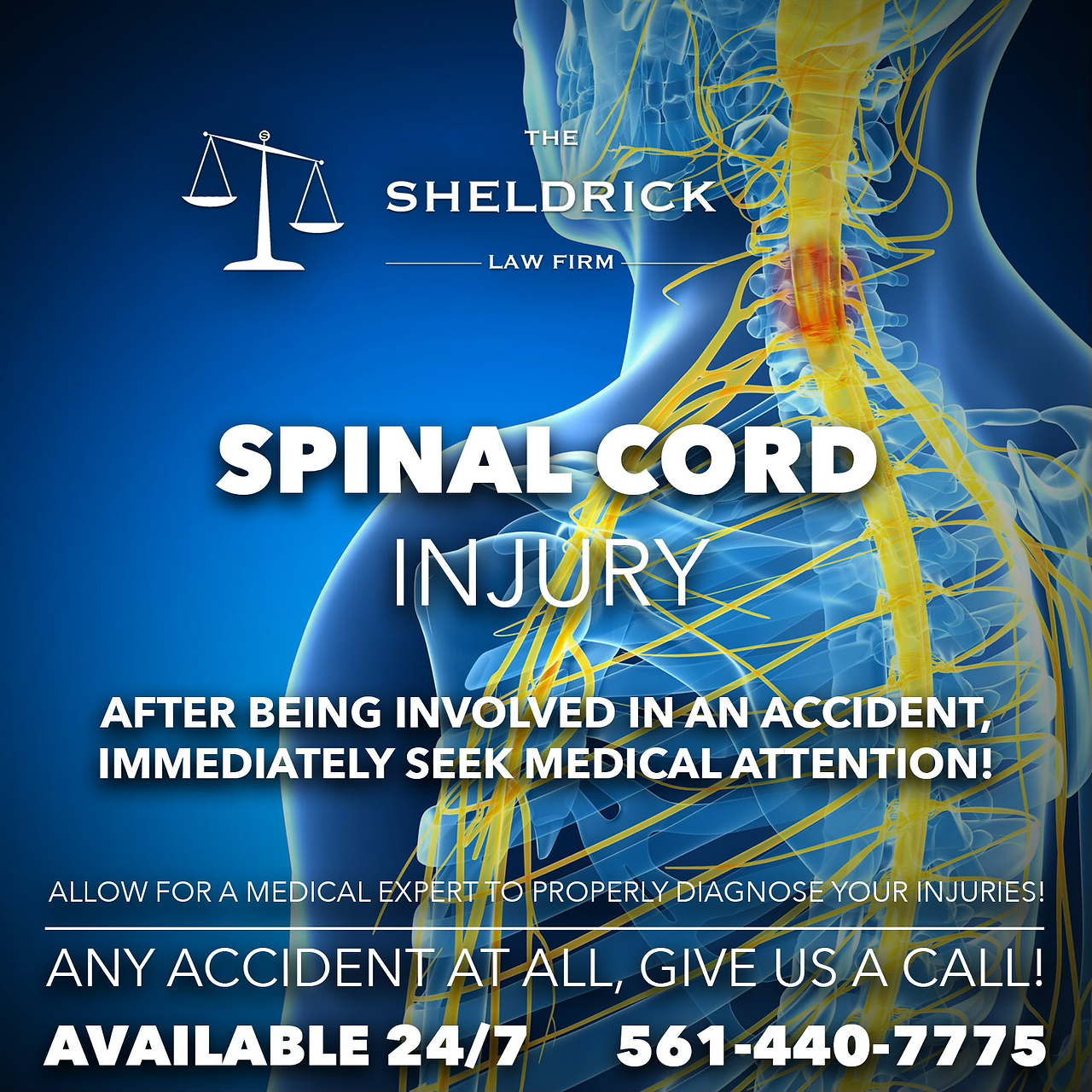 If you are suffering from a spinal cord injury immediately seek medical attention! A spinal cord injury may be life-changing, don’t wait until it’s too late.