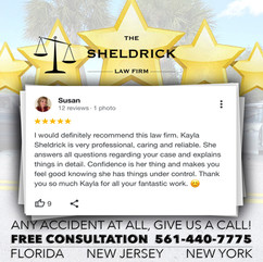 Fort Myers, Florida resident posting the best 5 star review on personal injury lawyer Kayla Sheldrick law firm's business page.