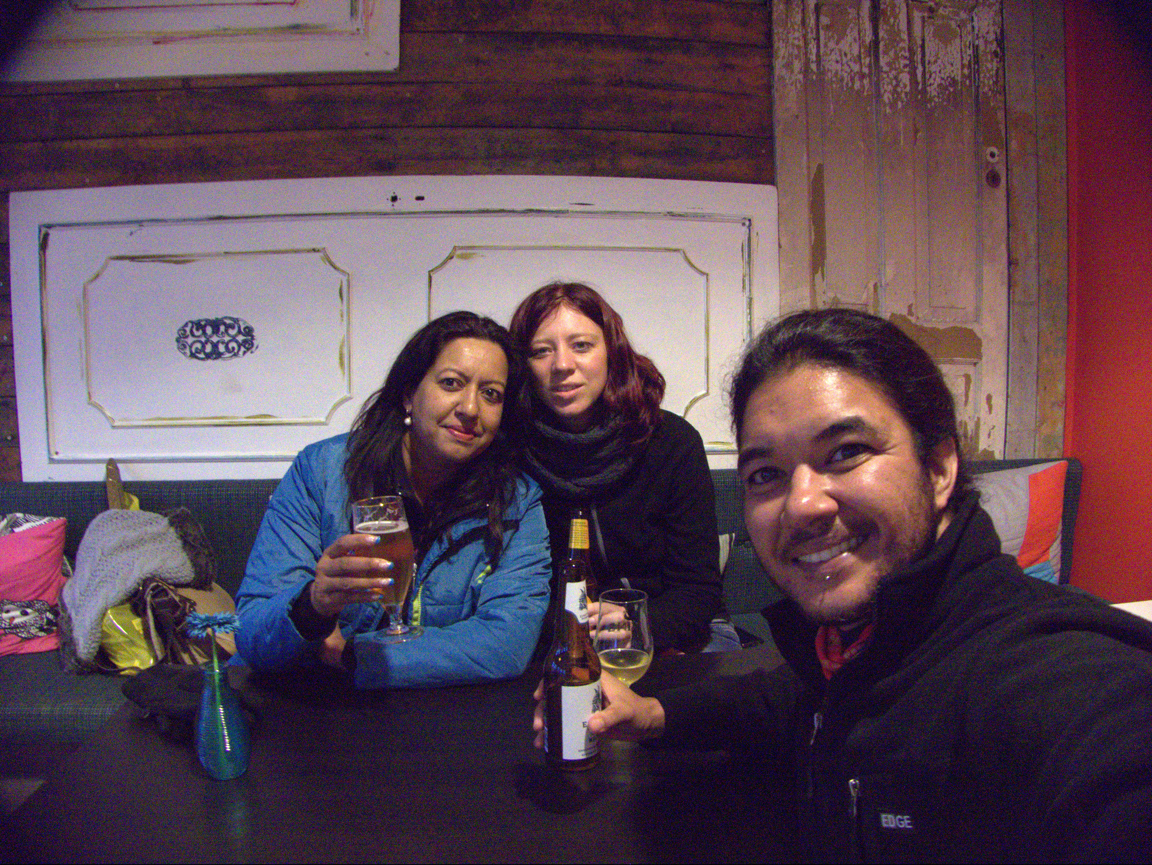 Enjoying a local beer in Akureyri