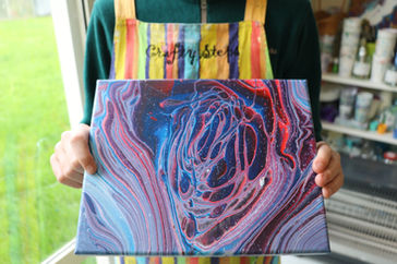 Acrylic Pouring - a fun art party theme at Crafty Steps studio Christchurch