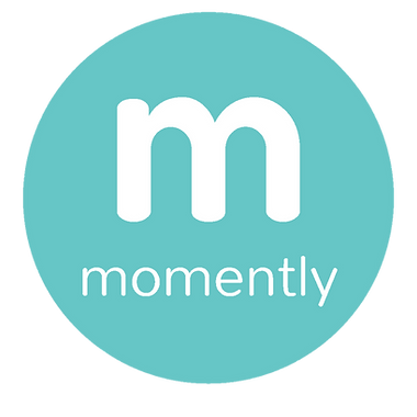 momently logo (lowercase m with the name momently writen on the bottom)