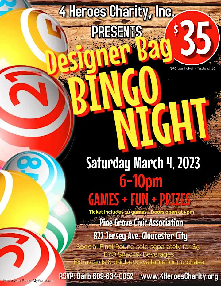 4 Heroes Charity Designer Bag Bingo