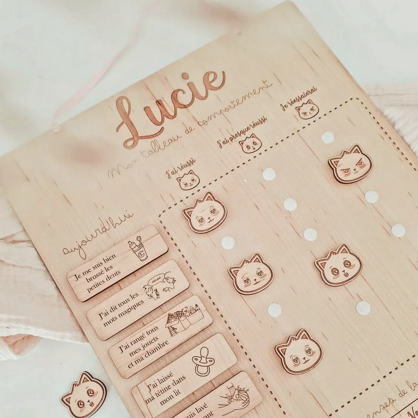 Tableau du comportement en bois personnalisé Montessori