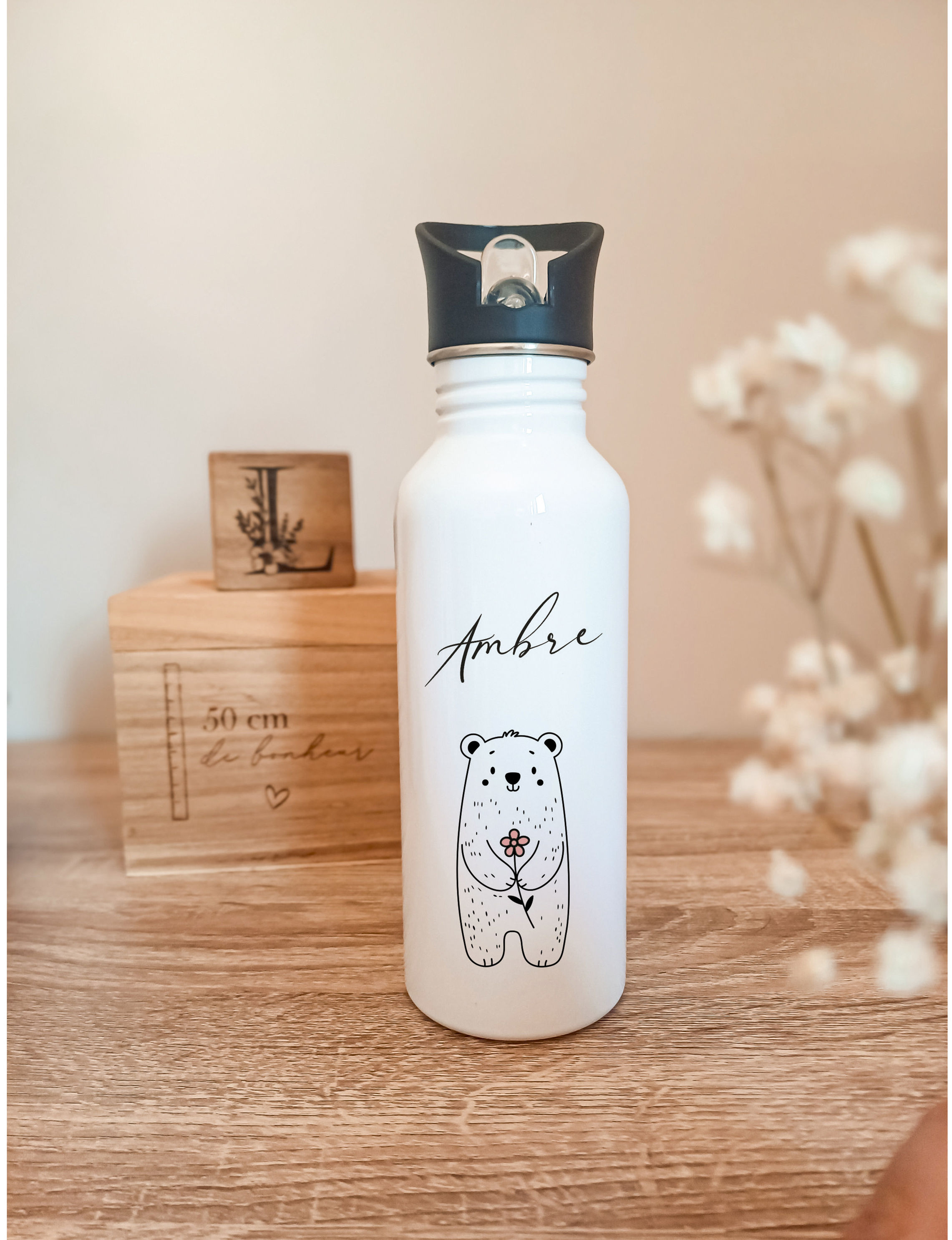 Gourde enfant -  Ours avec sa fleur