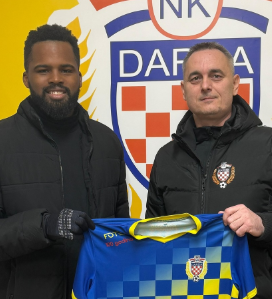 Wilker Batista em ação pelo NK Darda na Croácia - Intercâmbio All Black Soccer.
