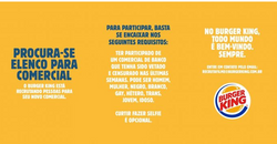 Burger King está recrutando os atores do comercial do BB rejeitado pelo Bolsonaro
