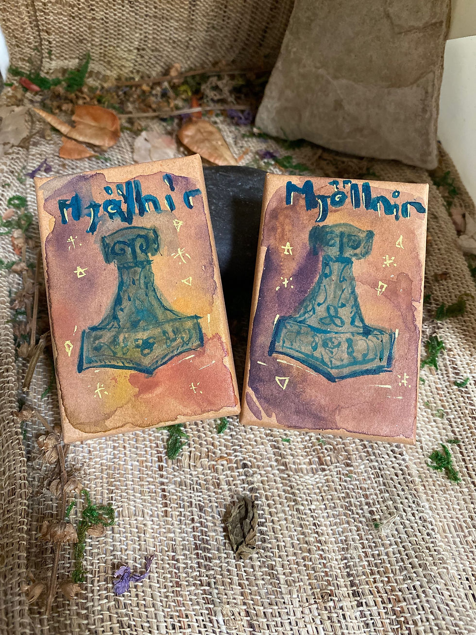 Thumbnail: Handcrafted Mjollnir Brass Talisman, two pieces.