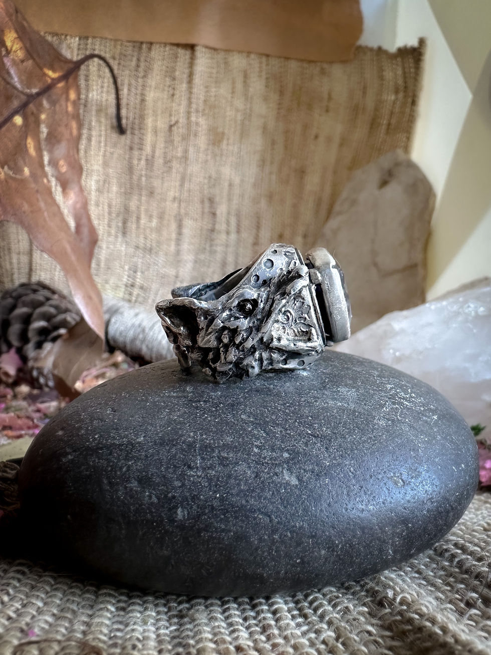 Thumbnail: Sköll Hati chevalière en argent 950 et Iolite Naturelle