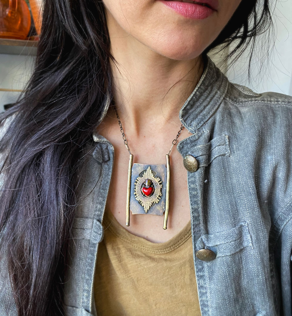 Thumbnail: Cœur Sacré parchemin réversible obsidienne dorée 