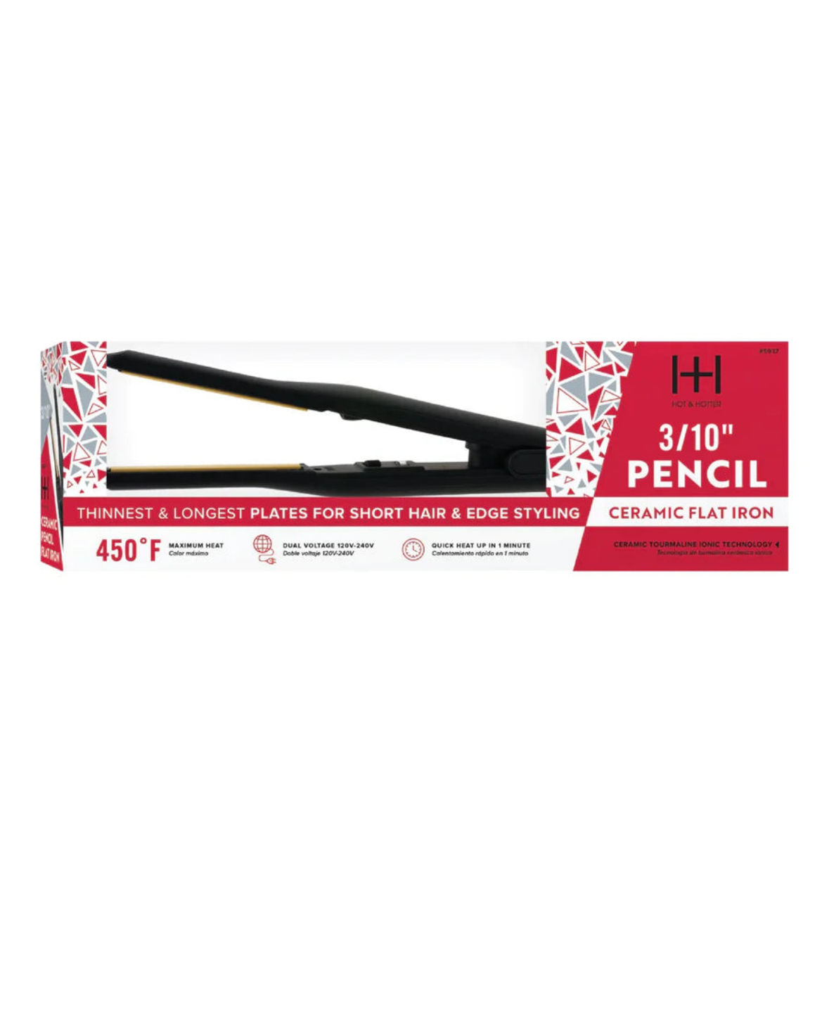 ANNIE HOT & HOTTER PENCIL CERAMIC TOURMALINE FLAT IRON 3/10" BLACK