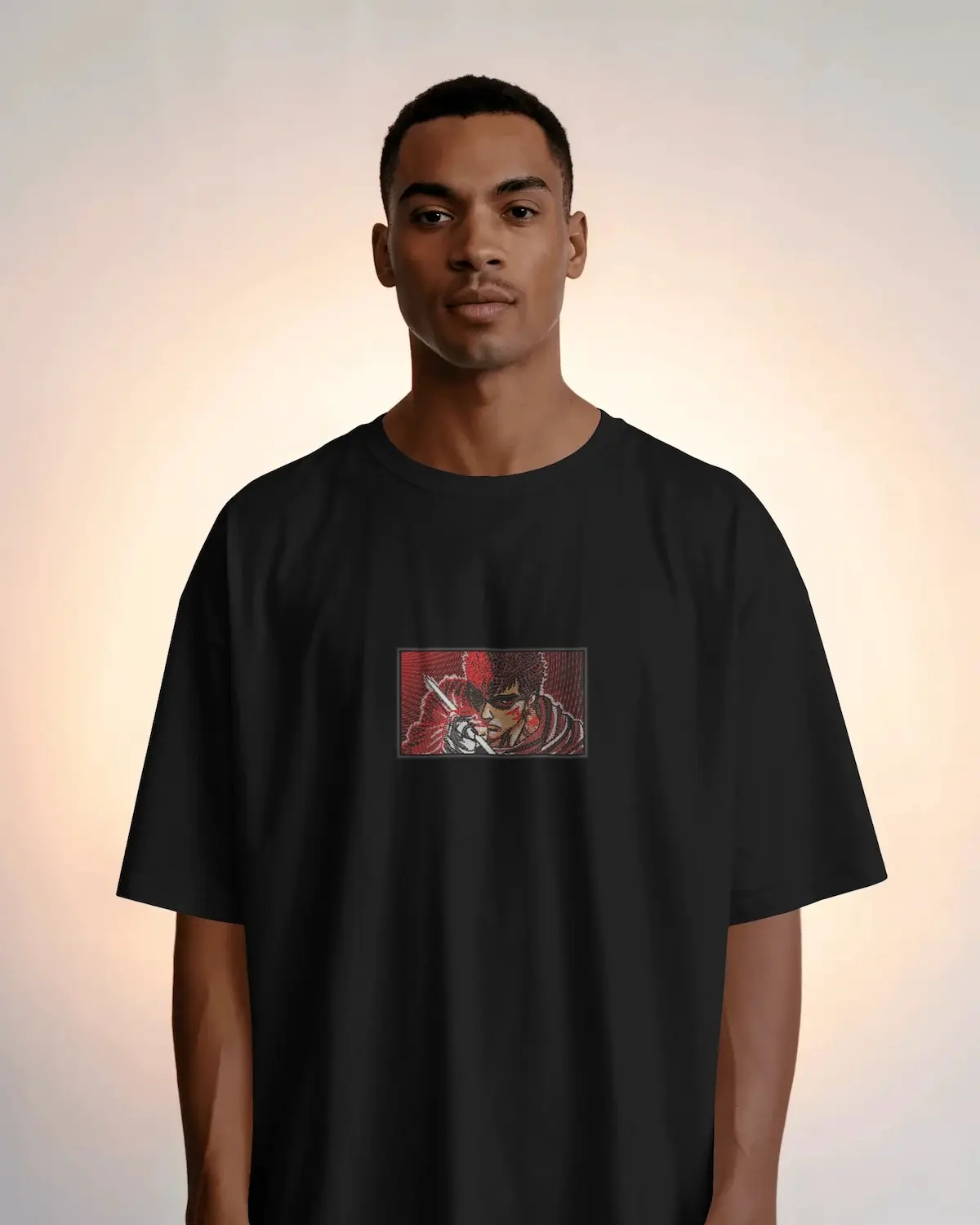 Crimson Embroidery Oversized Tee