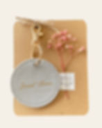 porte-clés Sweet home en simili cuir gris perle