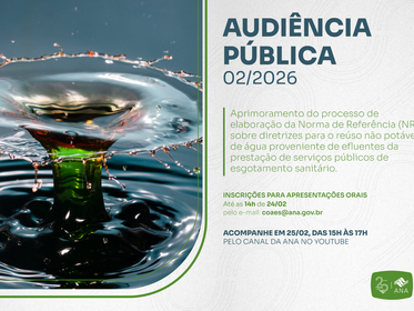 Audiência pública sobre reúso não potável de água de esgoto segue com inscrições abertas