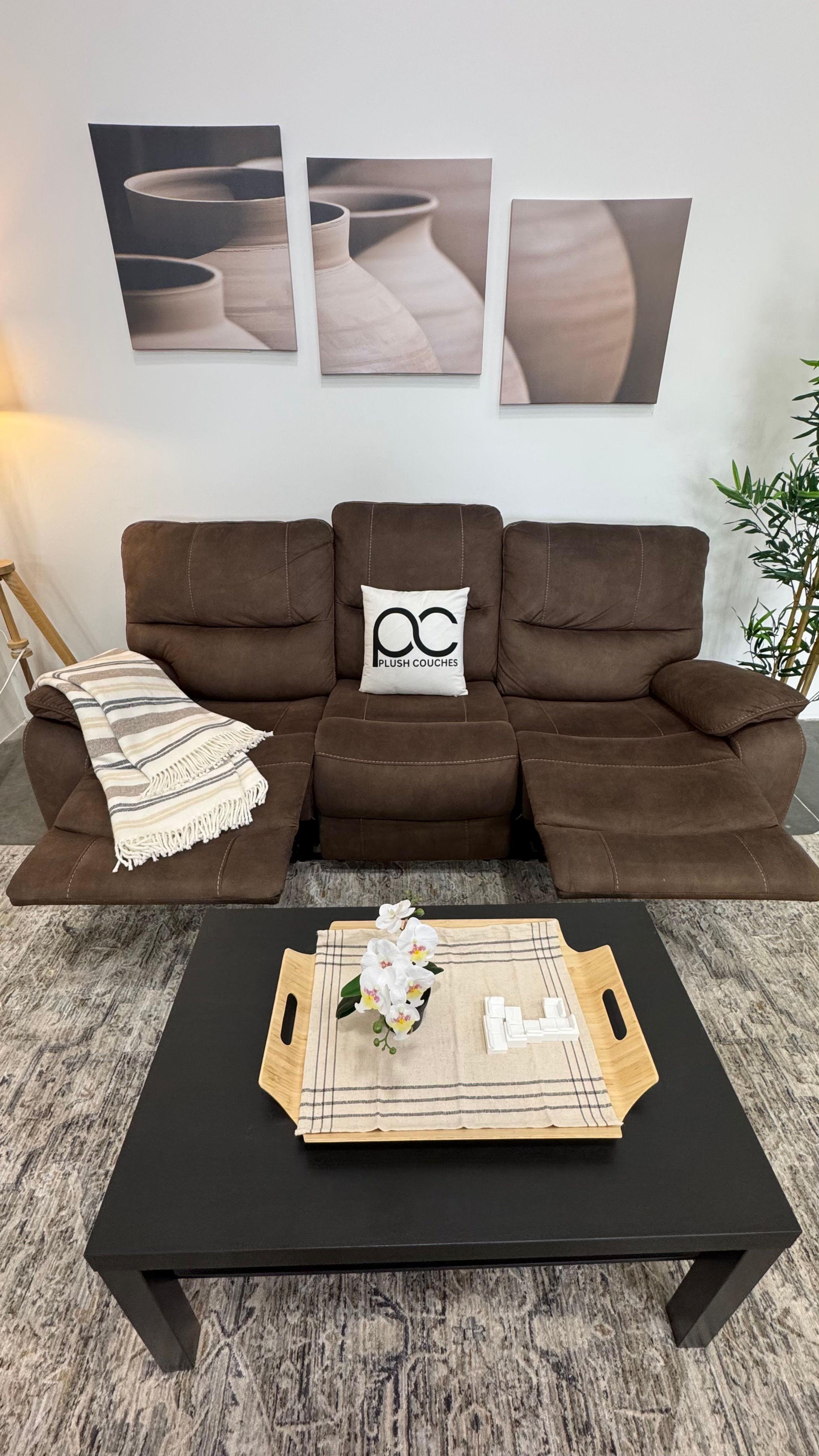 Barcalounger Fabric Manual Reclining Sofa - Brown