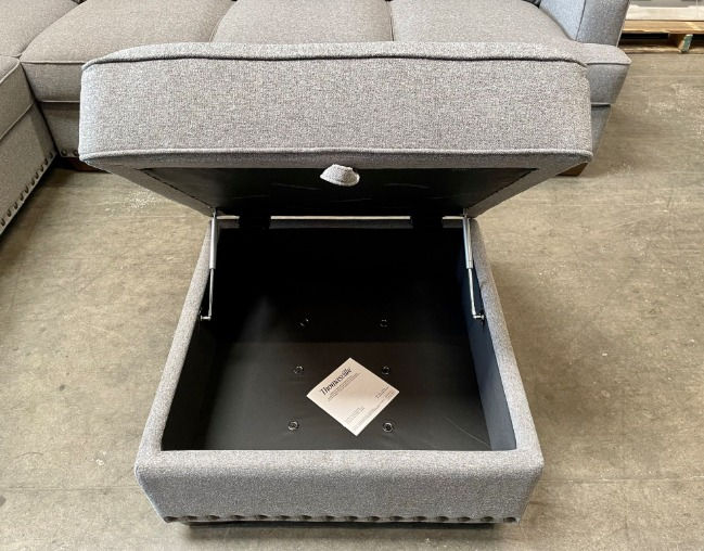 Thumbnail: Thomasville Emilee Fabric Sectional with Storage Ottoman - Gray Fabric