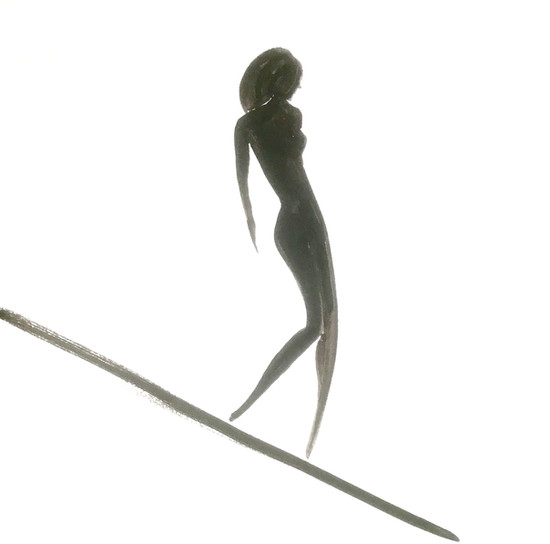 Surf Art - Surfer Silhouette ink drawing by Valentina flores Dorio