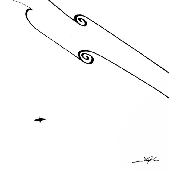 Surf art ink drawing by valentina flores dorio