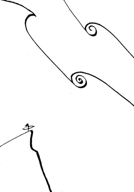 Surf art ink drawing by valentina flores dorio