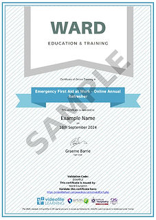 Emergency First Aid at Work - Refresher Course Certificate