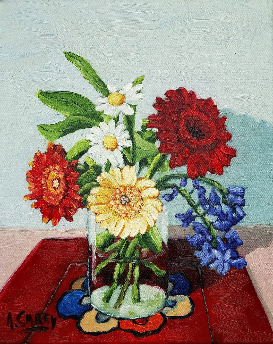 Gerbras and Daphne Leaves