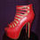 Thumbnail: Red strappy platform high heels sz 10