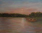 Moonlight On the Bay 20x16  Oil on Panel "Rest now and continue tomorrow"