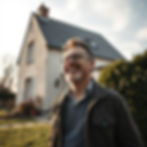 un homme heureux devant sa maison morderne.jpg