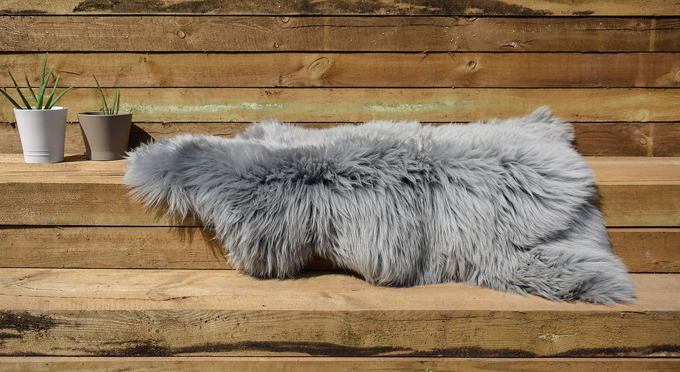 Thumbnail: Genuine Real Grey Sheepskin Rug Dark Grey Very Soft 110-120 cm x 60 cm