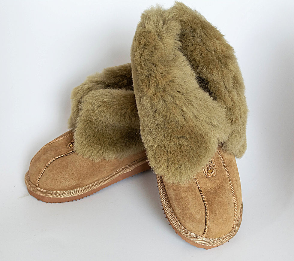 Men's Women's Genuine Sheepskin Slippers Camel with ZIPPER