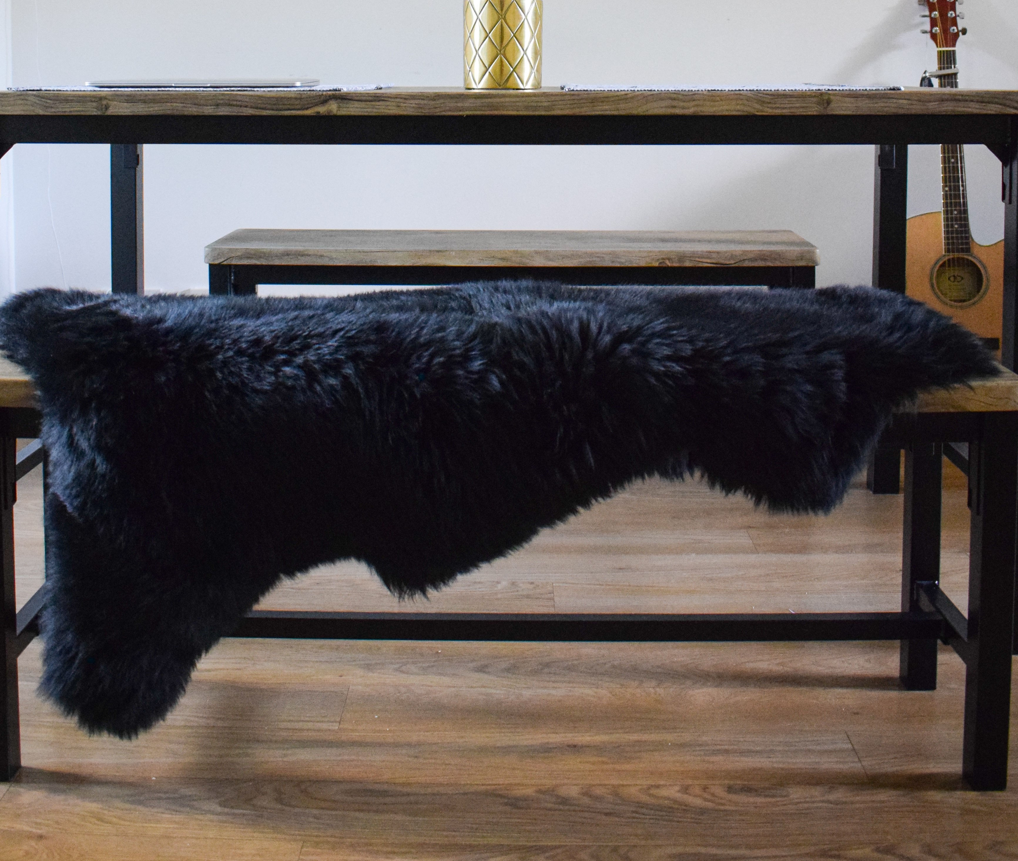 Wholesale British Sheepskin Rug Black Velvet Shiny