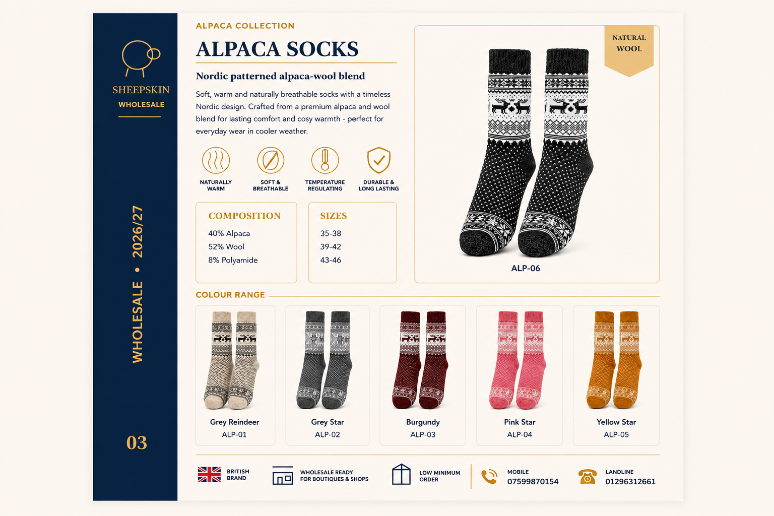 ALPACA SOCKS NORDIC PATTERNED ALPACA WOOL BLEND