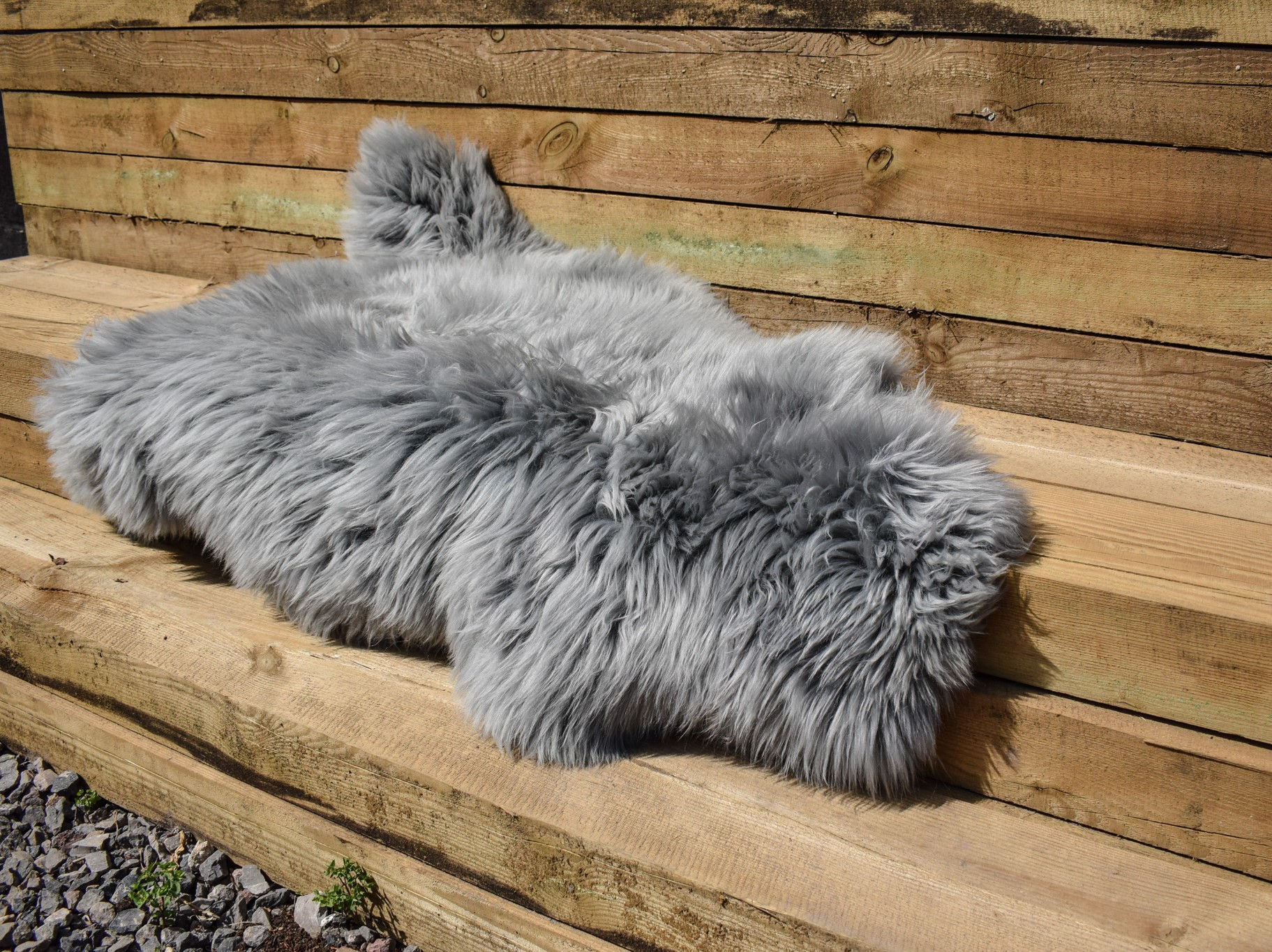 Genuine Real Grey Sheepskin Rug Dark Grey Very Soft 110-120 cm x 60 cm
