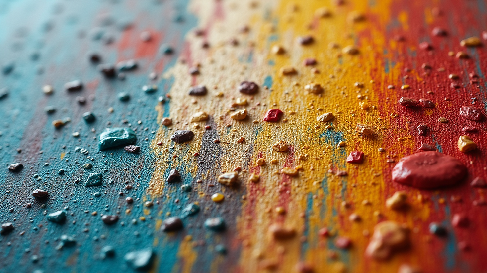 Close-up view of Henry David Potwin’s painting showing intricate textures and color play