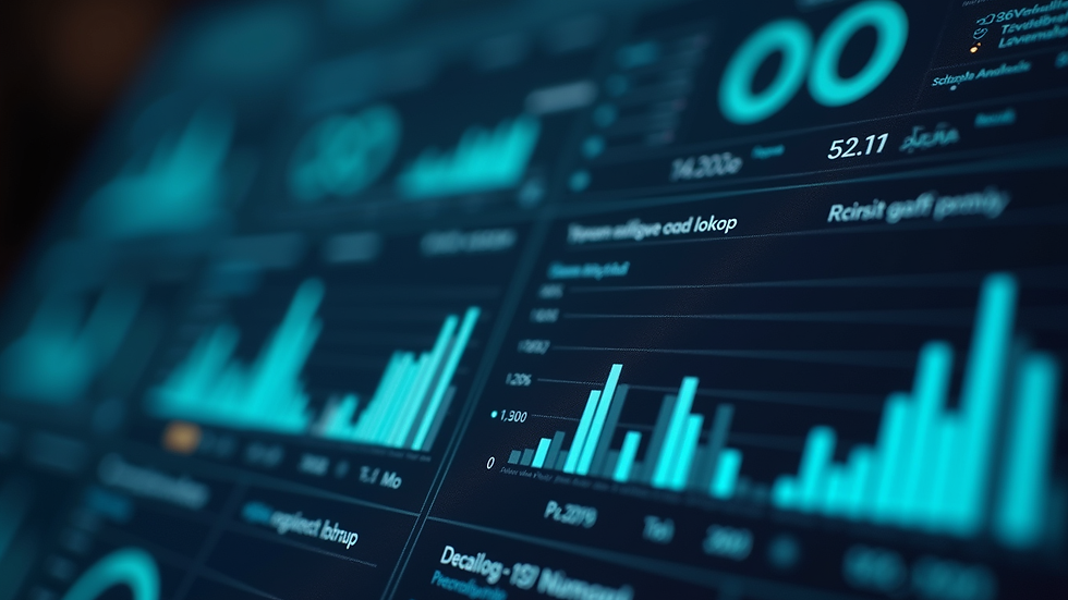 Close-up view of a digital dashboard showing AI analytics data