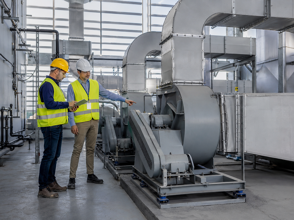 Commercial building ventilation fan system with ducted airflow equipment