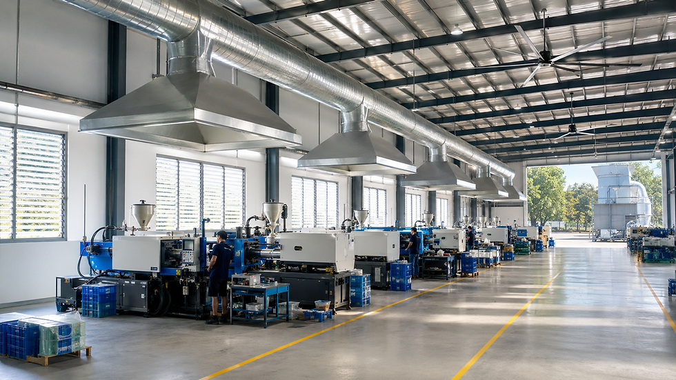 હવાના પ્રવાહમાં સુધારા પછીનું POPULA Injection Molding Workshop Ventilation Solution