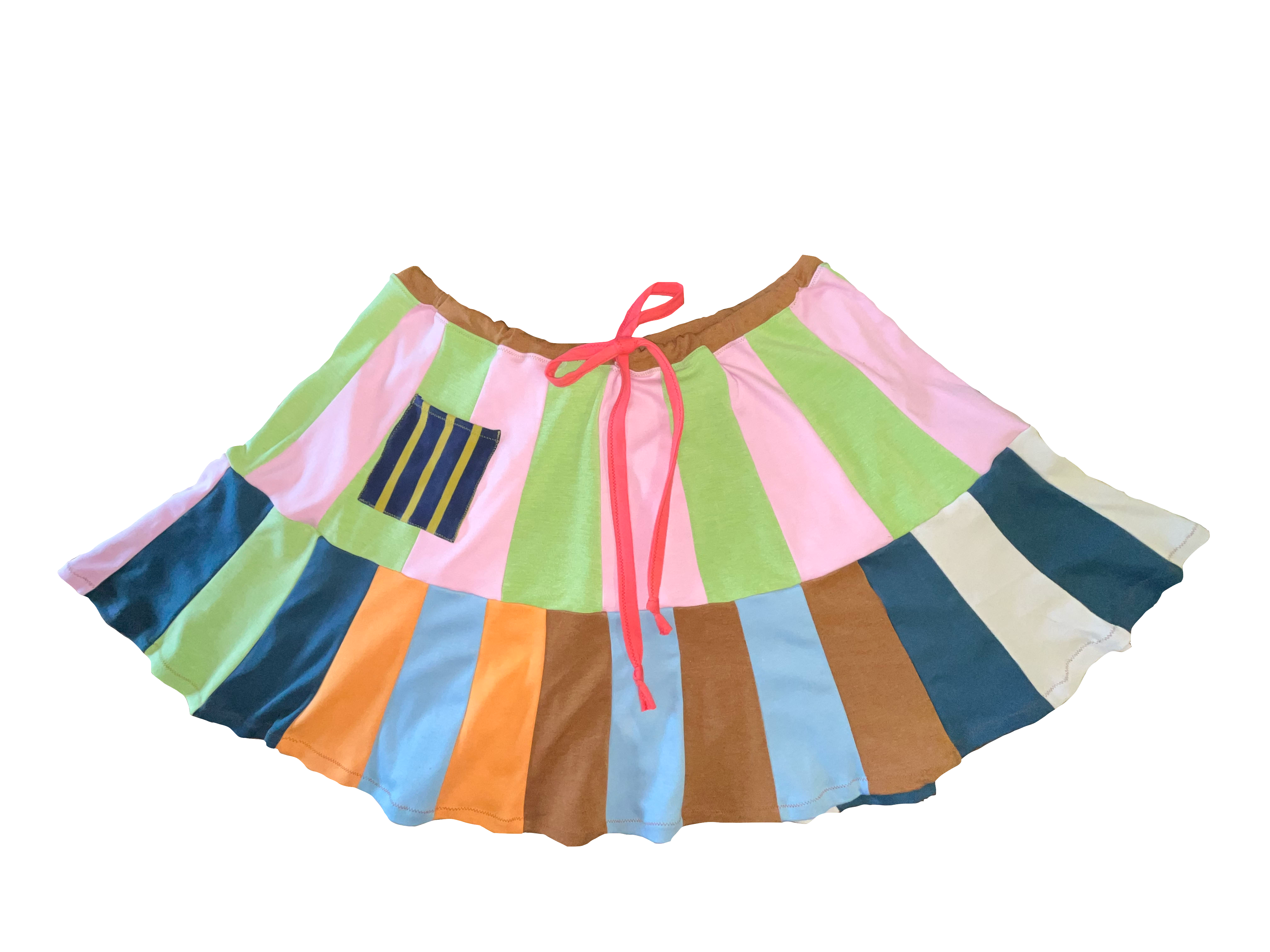 drawstring patchwork skirt - M-3XL
